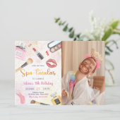 Invitation Spa Party Glam Maquillage Anniversaire Photo (Debout devant)