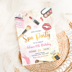 Invitation Spa Party Glitz Glam Girl Maquillage Anniversaire