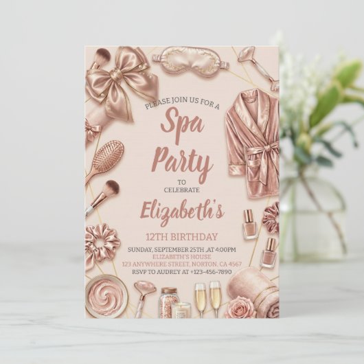 Invitation Spa Party Glitz Glam Glamour Girl Makeup Birthday (Debout devant)