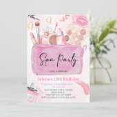 Invitation Spa Party Maquillage fille Anniversaire Fête Invit (Debout devant)