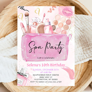 Invitation Spa Party Maquillage fille Anniversaire Fête Invit