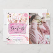 Invitation Spa Party Maquillage fille Anniversaire Photo Invi (Devant)