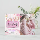 Invitation Spa Party Maquillage fille Anniversaire Photo Invi (Debout devant)