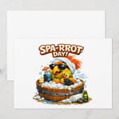 Invitation Spa-rrrot Day Funny Parrot Spa Relax Design (Devant / Derrière)