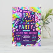 Invitation Spa Sleepover Neon Spa Et Sleepover Anniversaire (Debout devant)