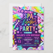 Invitation Spa Swood Neon Spa Et Sleepover Anniversaire (Devant)