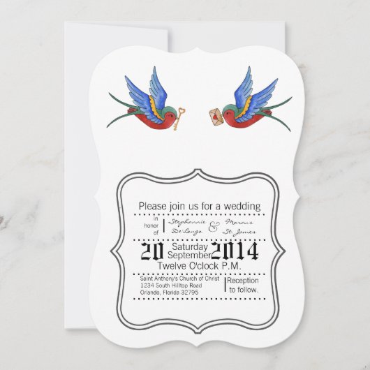 Invitation Spa traditionnel de tatouage d'oiseaux 5x7 Faire-p (Devant)