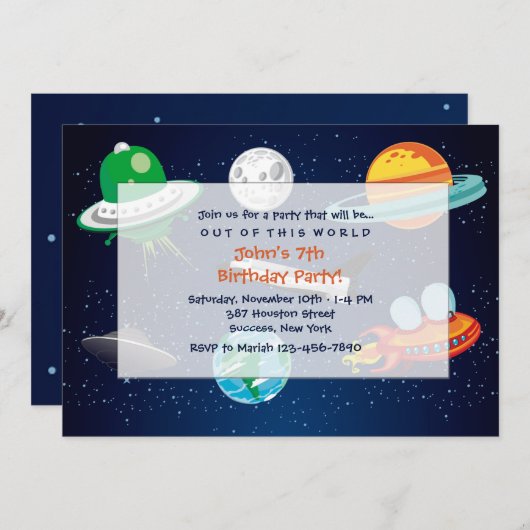 Invitation Space Adventure (Devant / Derrière)