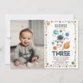 Invitation Space Adventure 3rd birthday | Outer Space photo (Devant)