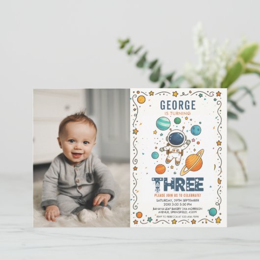 Invitation Space Adventure 3rd birthday | Outer Space photo (Debout devant)