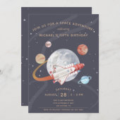 Invitation Space Adventure Boy's Birthday (Devant / Derrière)