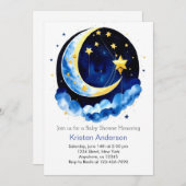 Invitation Space Adventure Dreamy Blue Boy Baby shower (Devant / Derrière)