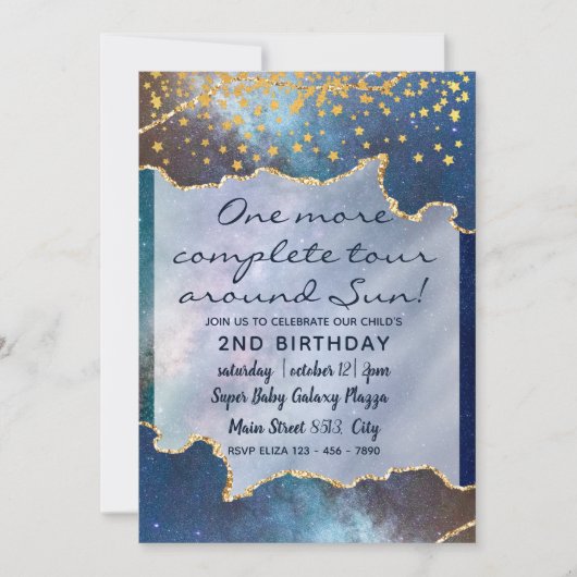 Invitation Space Adventure Galaxy Child 2e anniversaire (Devant)