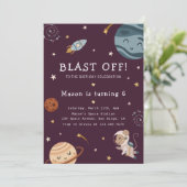 Invitation Space Adventure Playful Kids Birthday Party (Debout devant)