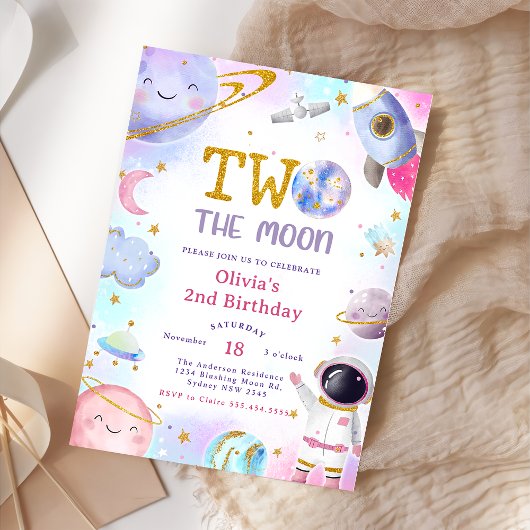 Invitation Space Anniversaire Party Two The Moon 2e anniversa