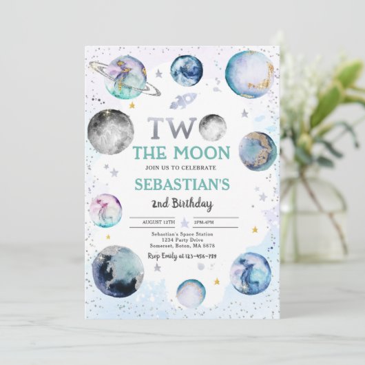 Invitation Space Anniversaire Party Two The Moon Boy 2e anniv (Debout devant)