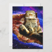 Invitation Space cat couché sur une pizza (Dos)