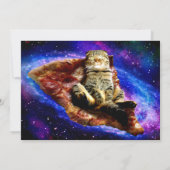 Invitation Space cat couché sur une pizza (Dos)
