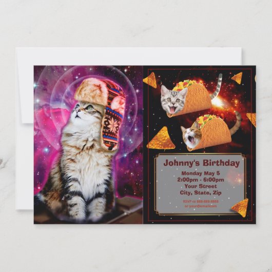 Invitation Space cat en casquette russe (Devant)