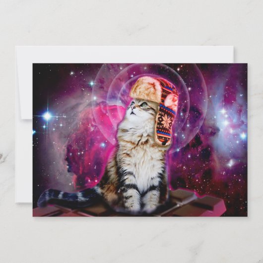 Invitation Space cat en casquette russe (Dos)