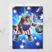 Invitation Space cat jouant au basket (Dos)