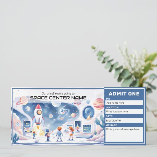 Invitation Space Centre - Space Museum Ticket Template (Debout devant)