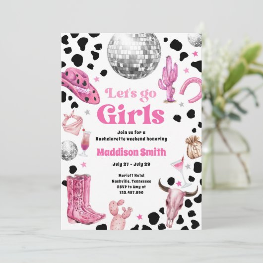 Invitation Space Cowgirl Disco Rodeo Bachelorette Week-end (Debout devant)
