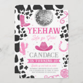 Invitation Space Cowgirl Pink Disco Anniversaire Fête Invitat (Devant / Derrière)