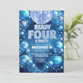 Invitation Space Disco 4e Anniversaire PRÊT POUR UNE FÊTE (Debout devant)