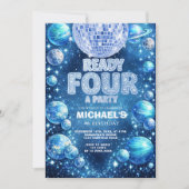 Invitation Space Disco 4th Birthday READY FOUR A PARTY (Devant)