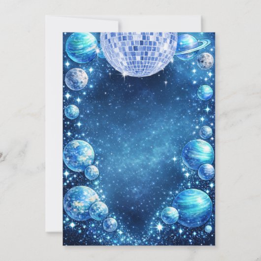 Invitation Space Disco 4th Birthday READY FOUR A PARTY (Dos)