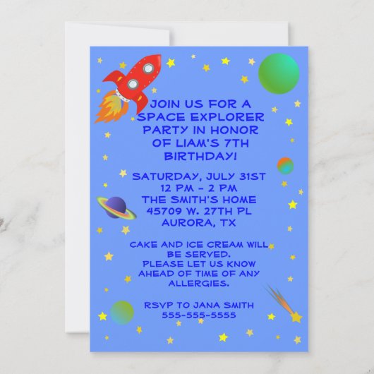 Invitation Space Explorer 5x7 (Dos)