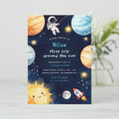 Invitation Space First Trip Around The Sun 1st Birthday (Debout devant)