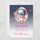 Invitation Space Galaxy Moon 4e anniversaire (Devant)