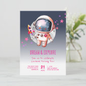 Invitation Space Galaxy Moon 4e anniversaire (Debout devant)