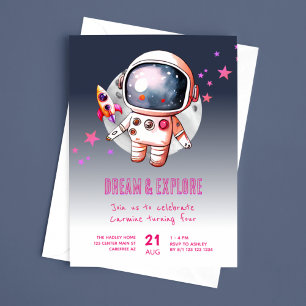 Invitation Space Galaxy Moon 4e anniversaire