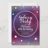 Invitation Space Galaxy Nebula Parties scintillant Lune Anniv (Devant)