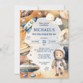 Invitation Space Galaxy Premier voyage autour du soleil Anniv (Devant)