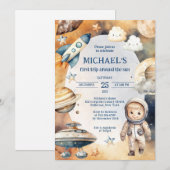 Invitation Space Galaxy Premier voyage autour du soleil Anniv (Devant / Derrière)