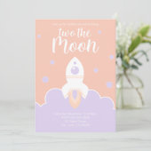 Invitation Space Girl Two the Moon Rocket Ship Party Invitati (Debout devant)