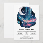 Invitation Space Moon Stars Digital Anniversaire (Devant / Derrière)