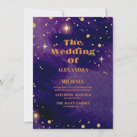 Invitation Space Nebula Purple Galaxy Mariage (Devant)