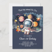 Invitation Space Party Premier voyage autour du soleil (Devant)