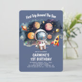 Invitation Space Party Premier voyage autour du soleil 1er an (Debout devant)