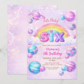 Invitation Space Planet Rainbow Anniversaire (Devant / Derrière)