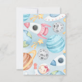 Invitation Space Planet Rose Girl Book Demande Card pour bébé (Dos)