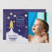 Invitation Space Rocket 1er Anniversaire Premier Voyage Sun P (Devant / Derrière)