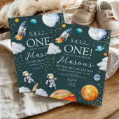Invitation Space Rocket 1st Trip Around the Sun Birthday