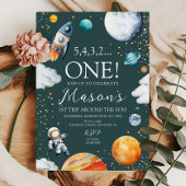 Invitation Space Rocket 1st Trip Around the Sun Birthday