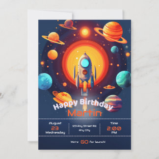 Invitation Space Rocket Anniversaire